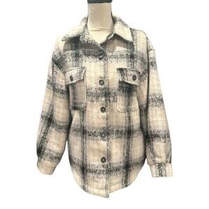Ambiance Outerwear Cozy Plaid Shacket Jacket Small